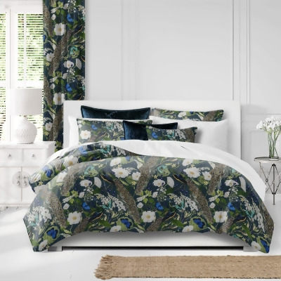 Set of 3 Blue and Green Peacock Print Coverlet with Pillow Shams - Super Queen Size 
