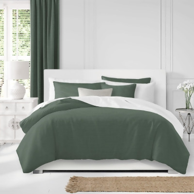 Set of 3 Green Solid Comforter with Pillow Shams - Super King Size 