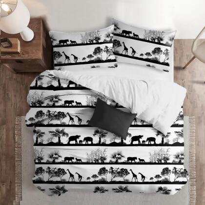 Set of 3 White and Black Sahara Desert Comforter with Pillow Shams - Queen 