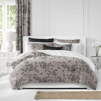 Set of 2 Tan and Black Sketched Alpine Comforter with Pillow Sham - Twin Size 