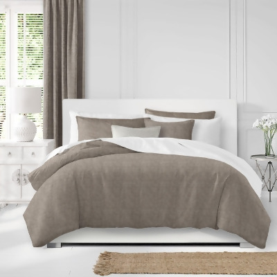 Set of 3 Natural Brown Comforter with Pillow Shams - California King 