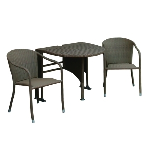 UPC 195583000056 product image for Set of 3 Terrace Mates Adena All Weather-Wicker Half-Round Table and Stacking Ch | upcitemdb.com