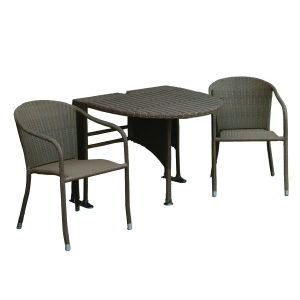 UPC 195583000131 product image for Set of 3 Cedar Brown Terrace Mates Genevieve All Weather-Wicker Half-Oval Table  | upcitemdb.com
