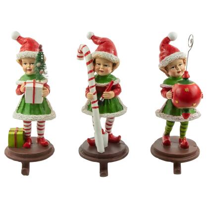 Set of 3 Christmas Elves Stocking Holders 8.5