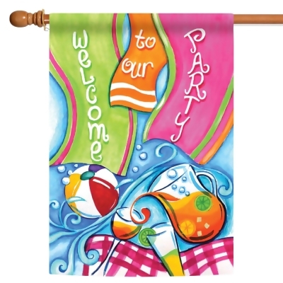 Beach Ball and Drinks 'Welcome to our Party' Outdoor House Flag 40