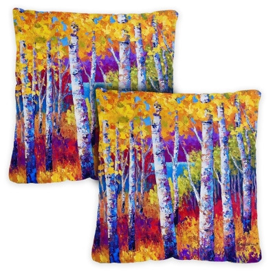 Set of 2 Blissful Birches Outdoor Patio Throw Pillow Covers 18” 