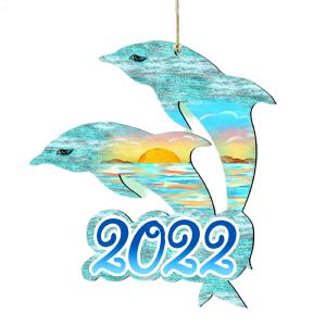 UPC 746550000144 product image for Set of 2 Dolphins Beach Scene 2022 Wooden Christmas Ornaments 5.5 - All | upcitemdb.com