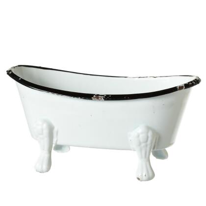 Set of 6 Black and White Enamel Mini Bathtub Soap Dish 5.5