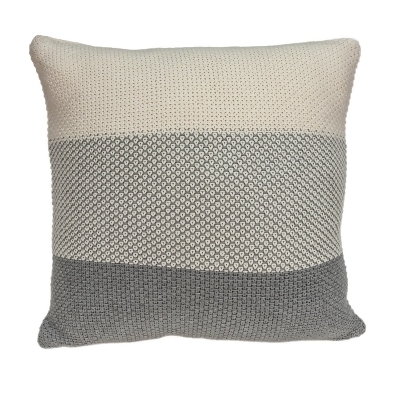 20” Fossil Gray and Tan Knitted Square Throw Pillow 