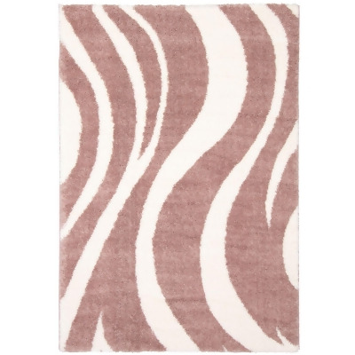 7.75' x 10' Pink and Off White Abstract Rectangular Shag Area Throw Rug 