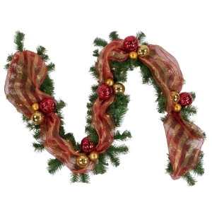 UPC 191296000123 product image for 6Ft Pre-Lit Decorated Red and Gold Artificial Christmas Garland, Clear Lights -  | upcitemdb.com