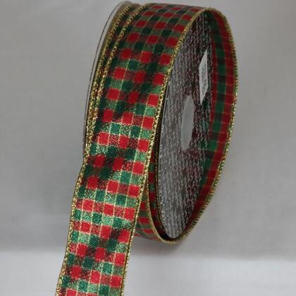 1.5 Wired Christmas Plaid Ribbon - Red, Green, Black & Gold Canvas Pl –  Perpetual Ribbons