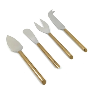 4pc Gold and Silver Modern Stainless Steel Flatware Set, Cheese Knives