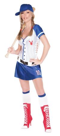 Blue and White Playboy Baseball Costume