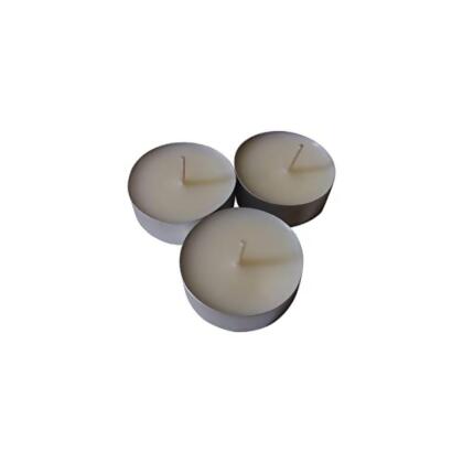 Pack of 100 Gray and White Kosher Organic Soy Wax Tin Tealight Candles 