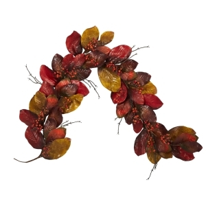 6 Autumn Magnolia Leaf with Berries Artificial Garland