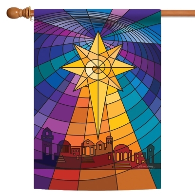 Blue and Yellow Star of Bethlehem Christmas Outdoor House Flag 40