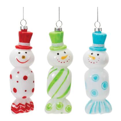 Club Pack of 12 Green and Red Snowman Candy Christmas Ornaments 6.25