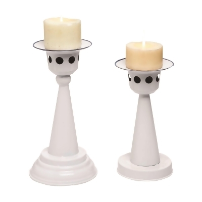 Set of 2 Enamel Tea Light Candle Holders 10.25