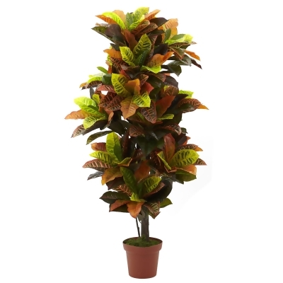 4.5' Artificial Croton Plant with Brown Pot 