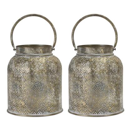 Set of 2 Rustic Openwork Style Candle Holders 9
