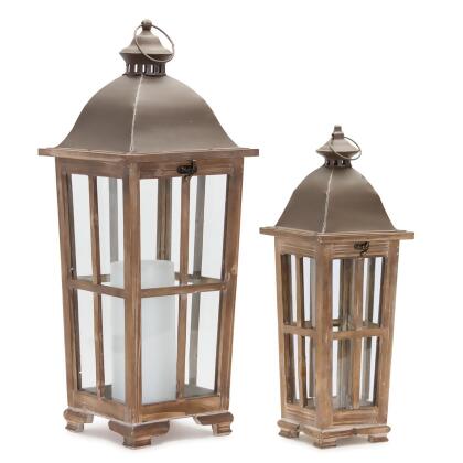 Set of 2 Victorian Candle Lanterns 25.75”