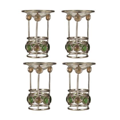 Set of 4 Gem Accented Candle Holders 5.25