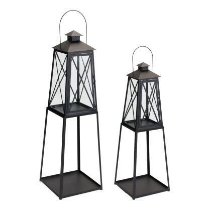 Set of 2 Traditional Candle Lantern with Stand 3.5' 