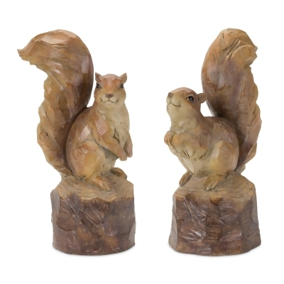Set of 2 Perched Squirrel on Tree Stump Fall Harvest Tabletop Figures 13