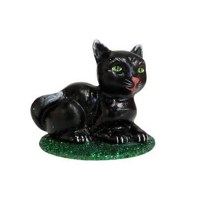 2.5” Paper Mache Small Black Cat Halloween Figurine 