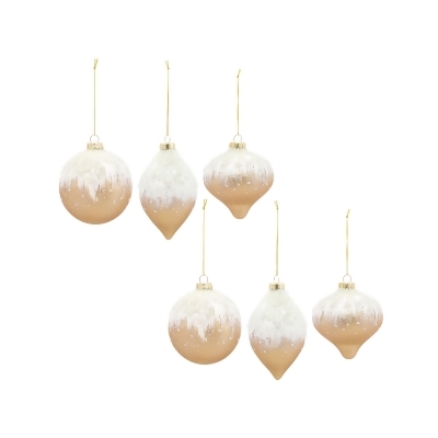 6ct Gold and White Ball Onion and Drop Glass Christmas Ornaments 5.75
