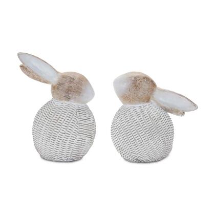 Set of 2 Wicker Bunny Tabletop Figurines 6