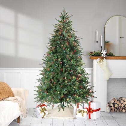 Northlight 7.5' Pre-Lit Full Layered Pine Artificial Christmas Tree - Multicolor LED Lights