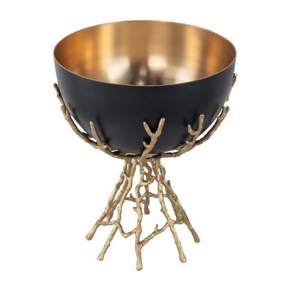Round Aluminum Bowl with Twig Stand - 13