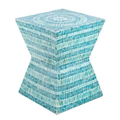 Square Linear Capiz Inlay Accent Stool - 17.75