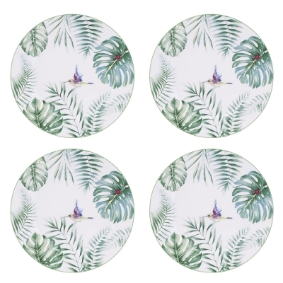 Botanical Design with a Bird Round Dinner Plates - 10