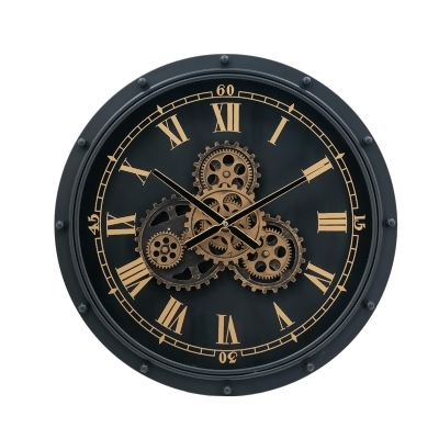 Large Roman Numeral and Bolted Gear Wall Clock - 19.75
