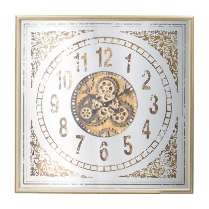 Floral Gear Square Wall Clock - 31.5 - White and Gold 
