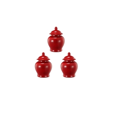 Crimson Small Porcelain Ginger Jars - 5.5