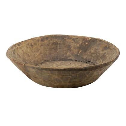 Large Carved Wooden Decorative Bowl - 18.5