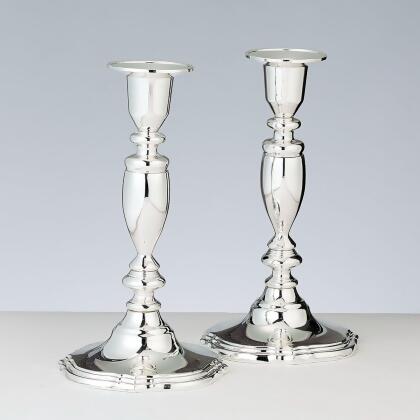 Set of 2 Silver Shabbat Tabletop Candlesticks 7