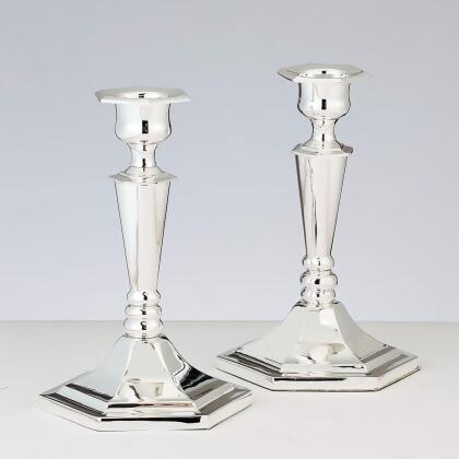 Set of 2 Silver Shabbat Tabletop Candlesticks 6