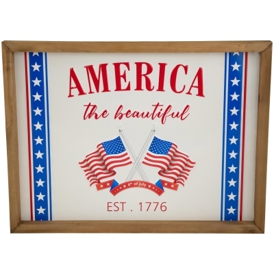 America the Beautiful Patriotic Framed Wall Sign - 15.75