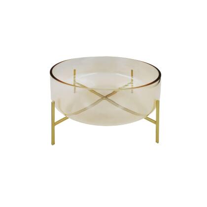 Round Handblown Glass Bowl with Stand - 10