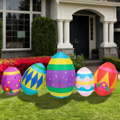 Inflatable Lighted Easter Eggs Outdoor Decoration - 10' 