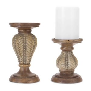 UPC 746427882637 product image for Woven Wood Pillar Candle Holders - 9 - Brown - Set of 2 - All | upcitemdb.com
