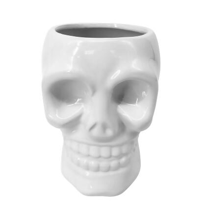 Glossy Finish Halloween Ceramic Skull Vase - 8