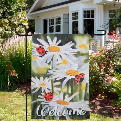 Welcome Ladybug and Daisy Outdoor Garden Flag 12.5