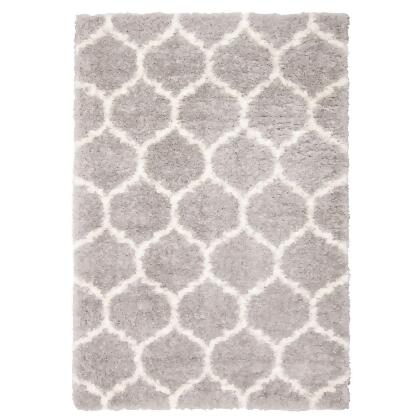 6.5' x 9.5' Trellis Moroccan Rectangular Shag Area Throw Rug - Gray and Off White 