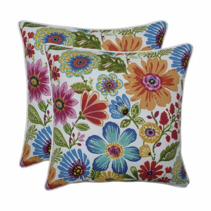 Set of 2 Floral Pattern Square Throw Pillows - 18.5
